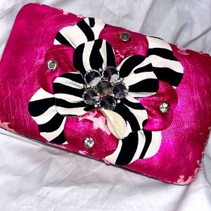 Hot pink & zebra print flower design Y-2K wallet
